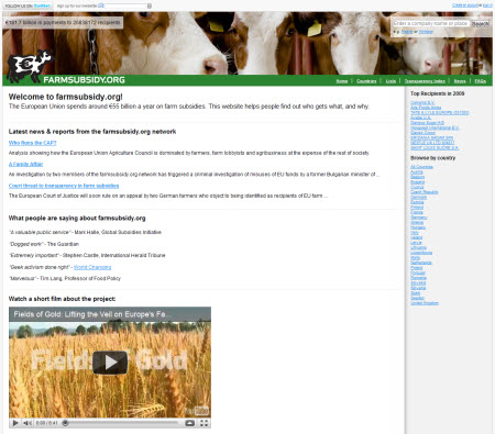 Farmsubsidy.org has got more data and a new design.