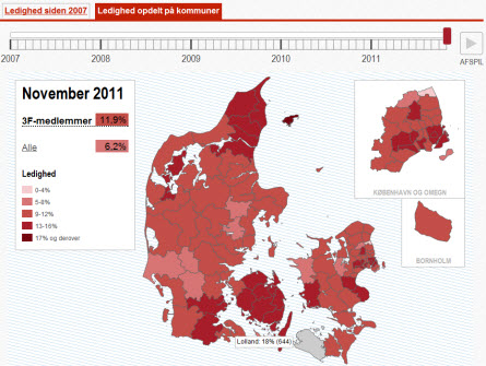 Udvikling i ledighed - kommune for kommune