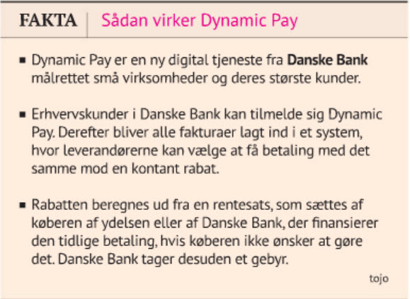 Børsen 18. april side 8. God forklaring på produktet ”Dynamic Pay”. Og med korrekt luft!